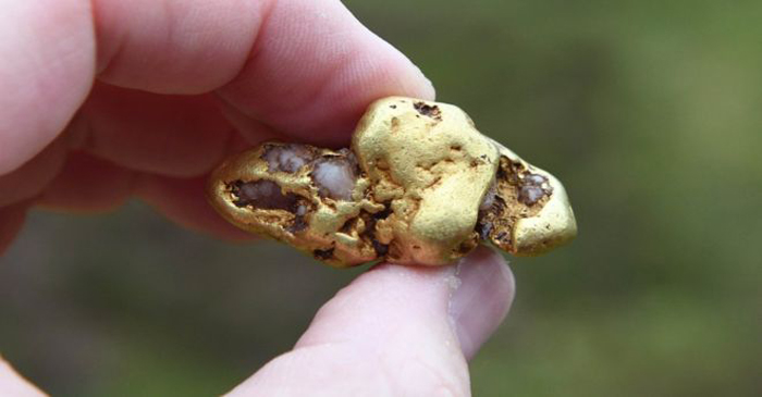 Pepita de oro encontrada en un río escocés