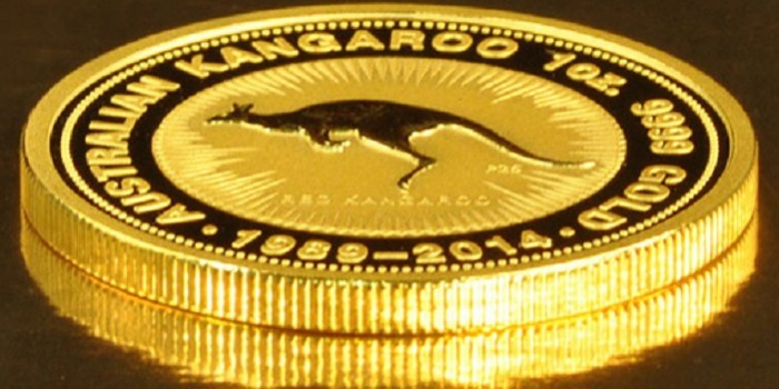 Bullion canguro de oro, acuñado por la Perth Mint (Australia)