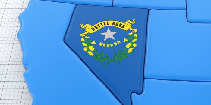 Mapa y bandera del estado de Nevada