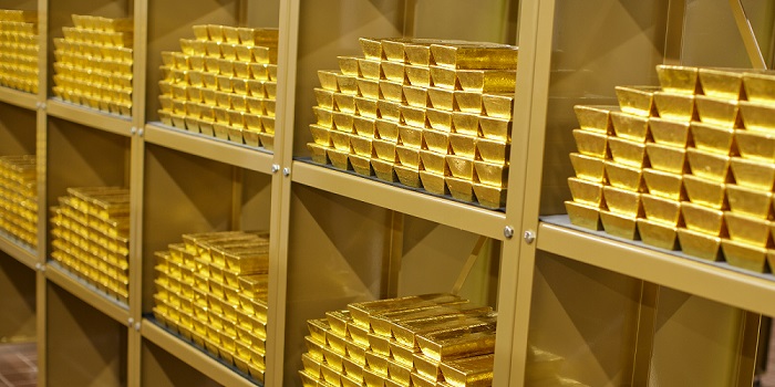 Lingotes de oro en cámara acorazada banco central