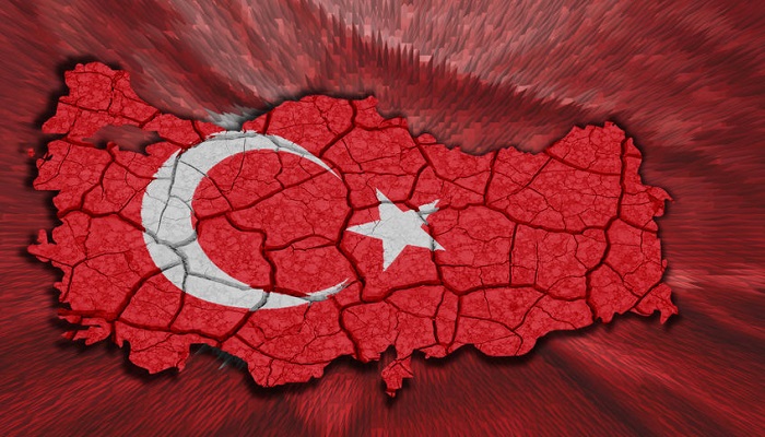 Mapa de Turquía con los colores de la bandera nacional