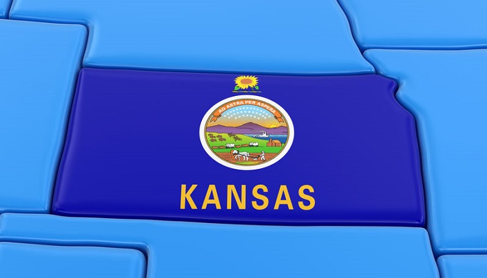 Mapa y bandera de Kansas