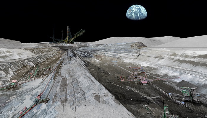 Recreación de una explotación minera en la Luna