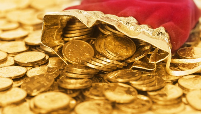Bolsa con monedas de oro