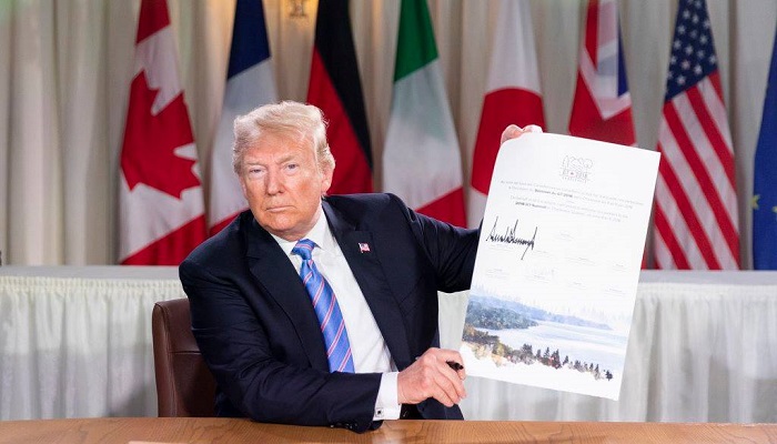 El presidente de Estados Unidos, Donald Trump, en la reunión del G-7