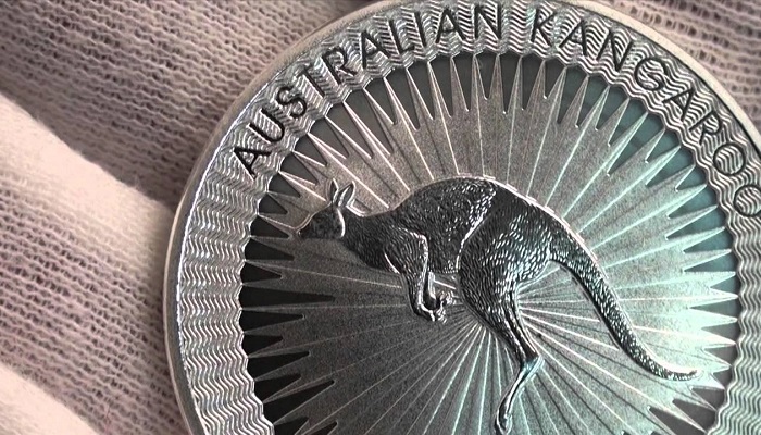 Bullion Canguro de una onza de plata, acuñado por la Perth Mint