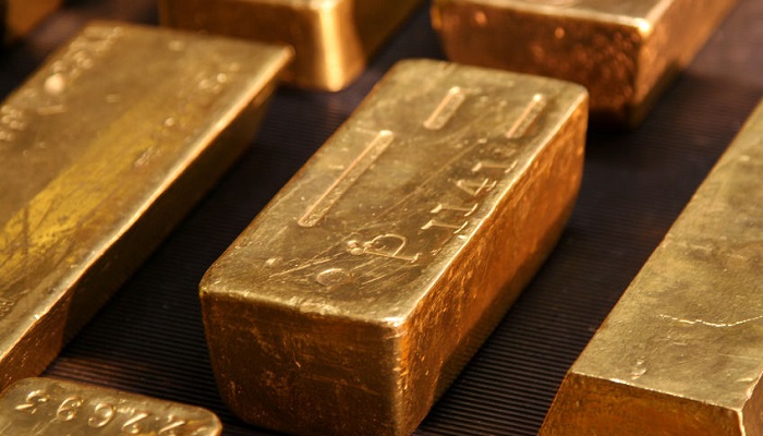 Lingotes de oro en la cámara acorazada de un banco central