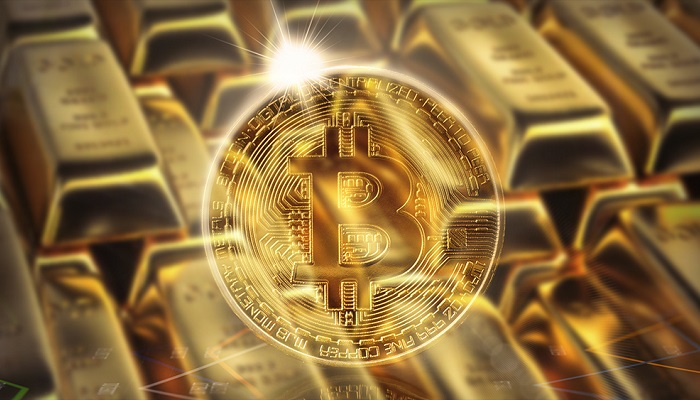 Bitcoin y lingotes de oro
