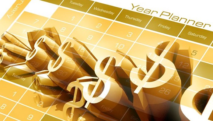 Calendario con símbolos del dólar