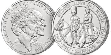 Moneda de platino conmemorativa de las Bodas de Platino de la reina Isabel II