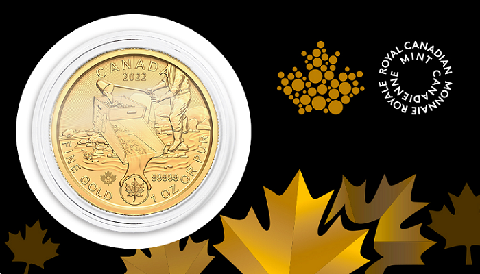 Moneda de oro dedicada a la minería en el Klondike
