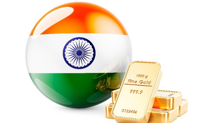 Bandera de la India y oro
