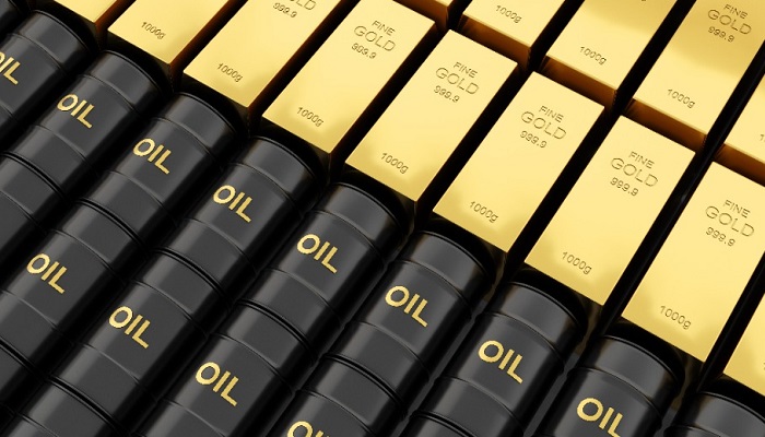 Lingotes de oro y barriles de petróleo